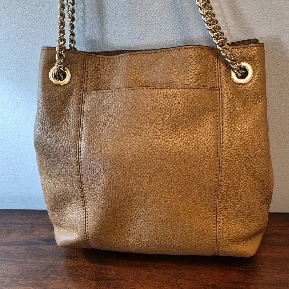 Michael Kors Camel Pebbled Leather Chain-Handle Tote EUC
